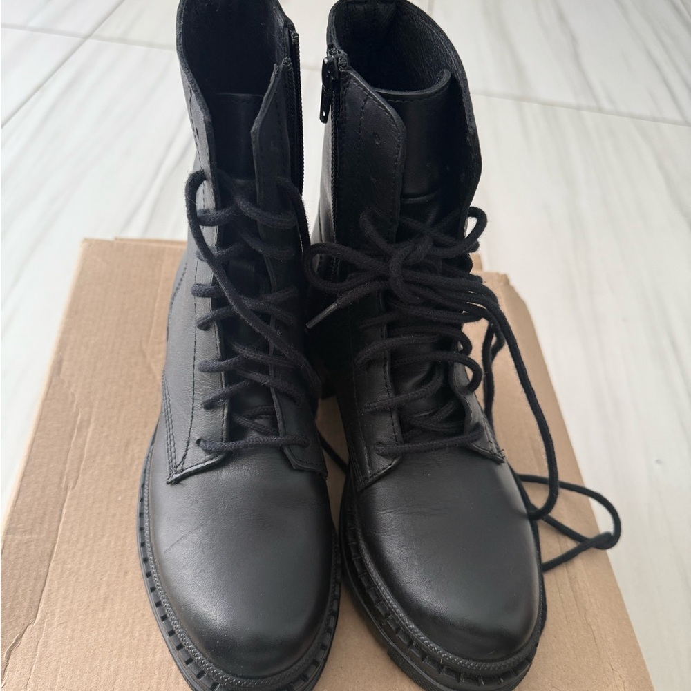 Black Lace-Up Combat Boots
